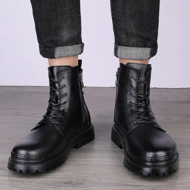 Botas de Cuero para Hombre Más Nuevas Piel Compuesta Cómodas Calientes Zapatos de Invierno Tácticos Militares Diseñador Exterior Botines Para Botas de Hombre