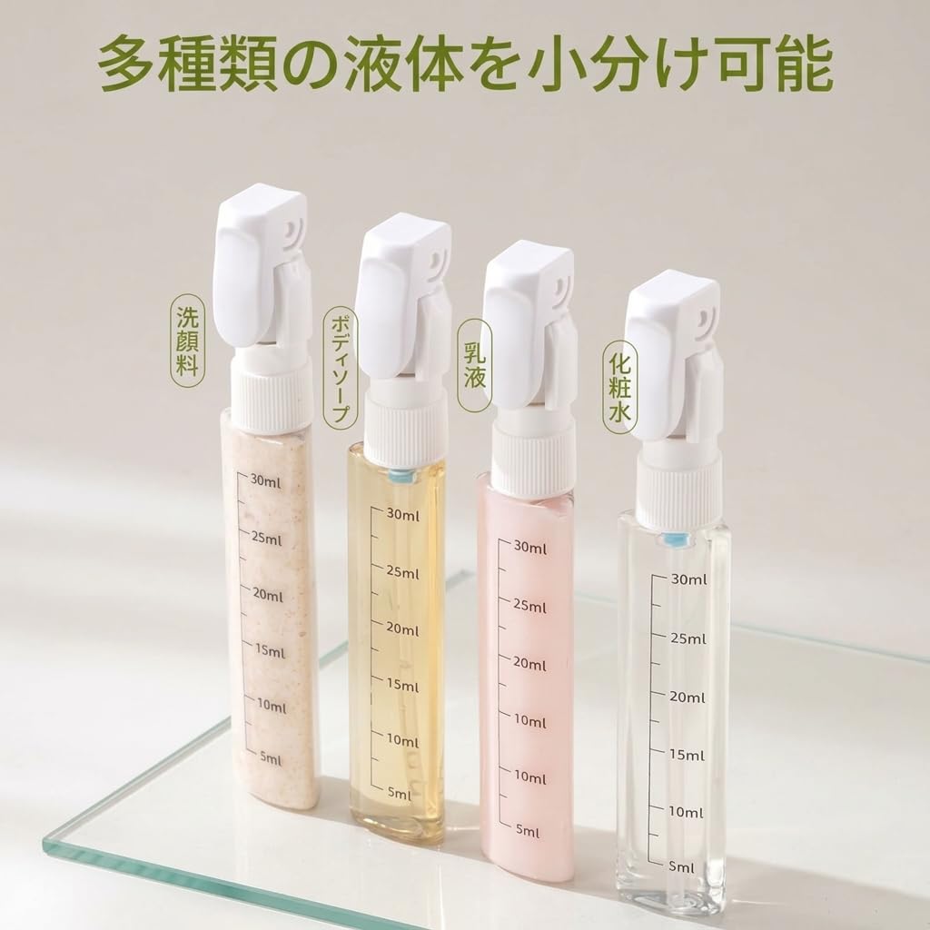 Travel Dispenser for and Portable Travel Size Essential Travel Item for Women and Pump Dispenser 4-in-1 Bottle, Leak-Proof, Refillable, Cosmetics,