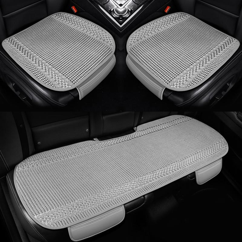 

Чехол на сиденье автомобиля SEAMETAL Ice Silk, полный комплект, дышащий нескользящий чехол на сиденье автомобиля, защита на четыре сезона, автомобильные аксессуары 2*Front+1*Rear серый