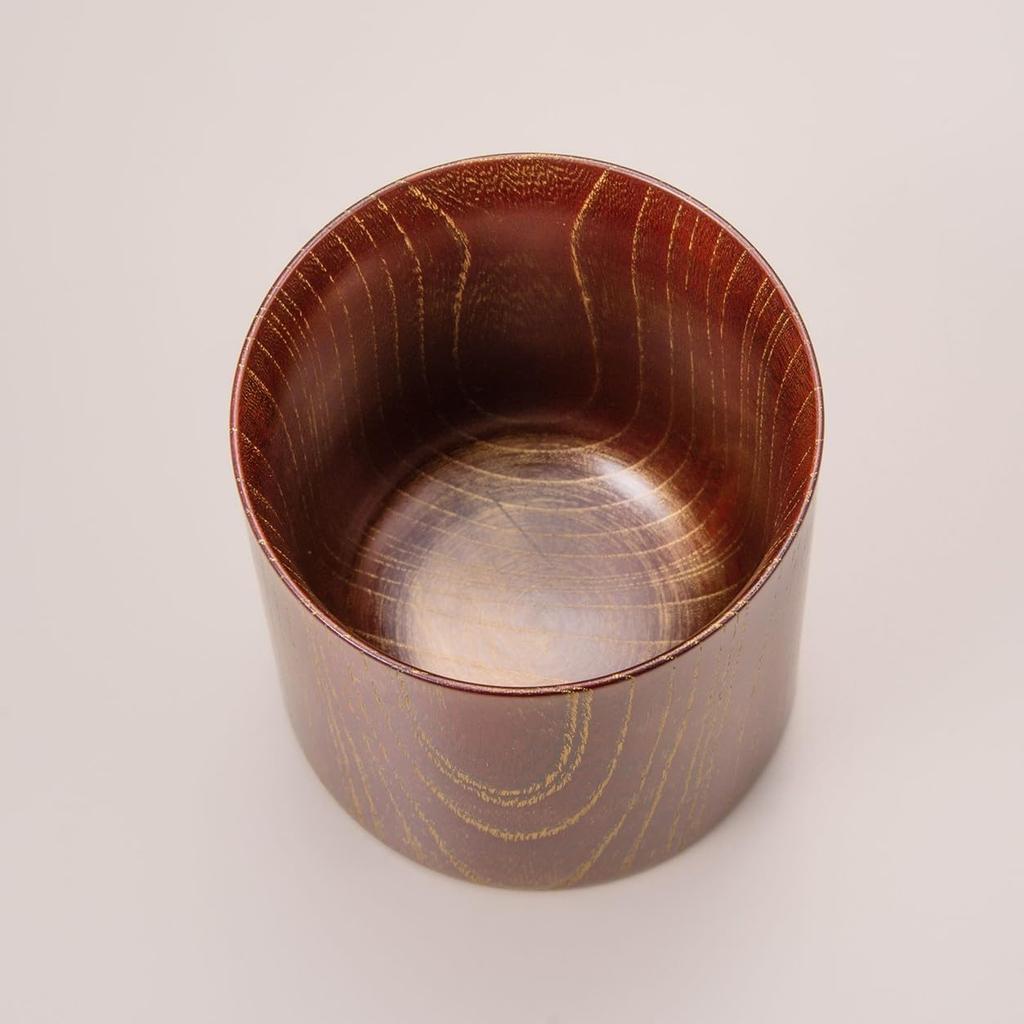 Yamanaka Lacquerware Wooden Mug, Keyaki Wood, Gold Red, Wooden Box, SX-0599