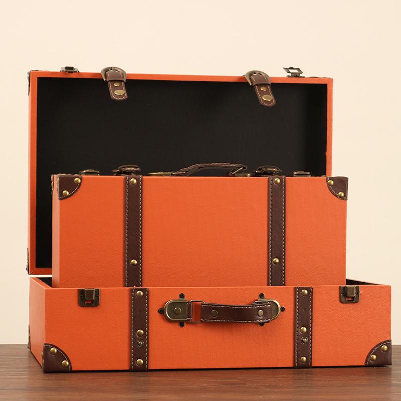 Vintage American Retro Leather-Wooden Suitcase Display and Photography Prop