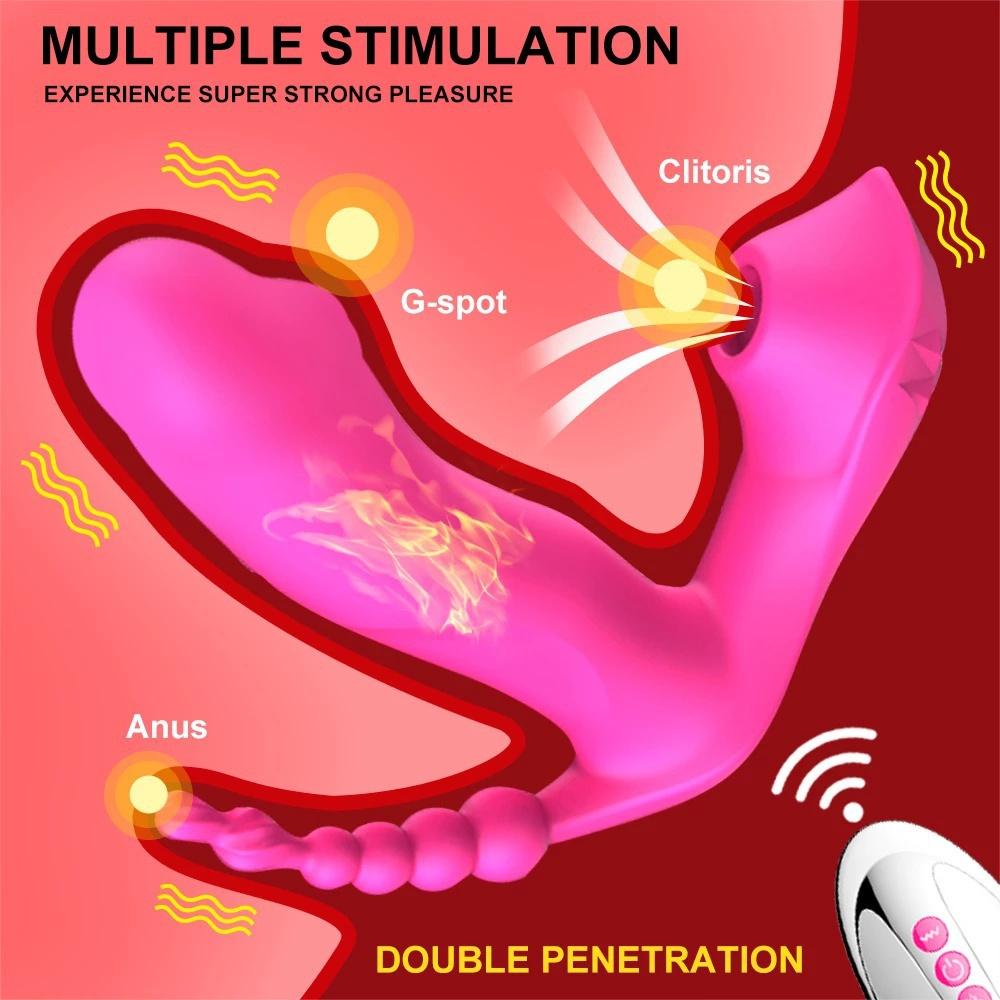 10-speed Three-in-one Wearable Butterfly Dildo Vibrator Female G-spot Stimulator Remote Control Vibrating Egg Masturbation Device Sex Toy