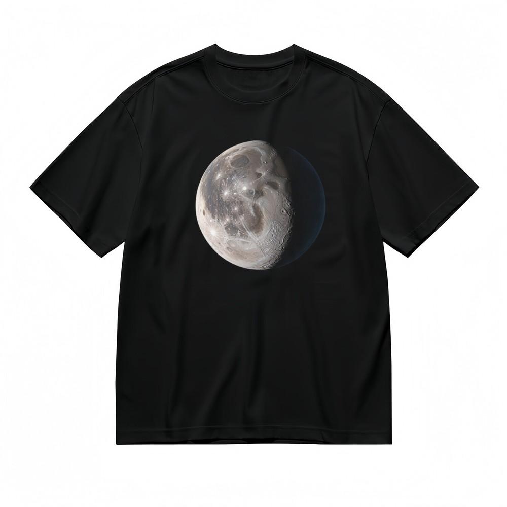 

Men s Trend Classic T-Shirt Lunar Landscape Black and Grey Design Printed Tee 4XL