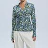 Women's Fashion Casual Print V-Neck Long Sleeve Button-Down Top