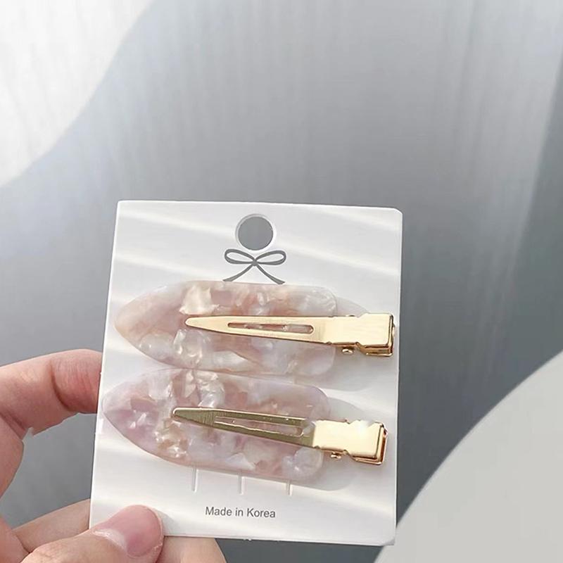 2Pcs Korean Style Hair Styling Tool Simple Pink Seamless Hair Clip For Women Sweet Fresh Bangs Clip Duckbill Clips Hairpins