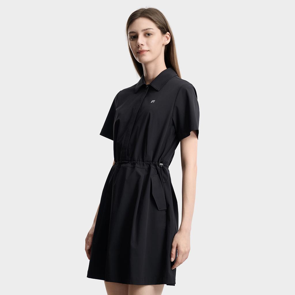 FILA White Contact Cool Simple Versatile Classic Short Sleeve Dress Women dresses Black F11W623316FBK