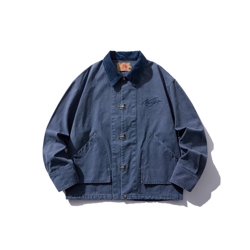 

NICE3RULE Men s Retro Washed Cotton Workwear Jacket - Loose Fit (NW110) M