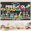 Preschool Graduation Banner Outdoor Backdrop Graduation Decorations 71x43 Inches 2025 Congrats Grad Banner with Balloons Train Ideal for Preschool