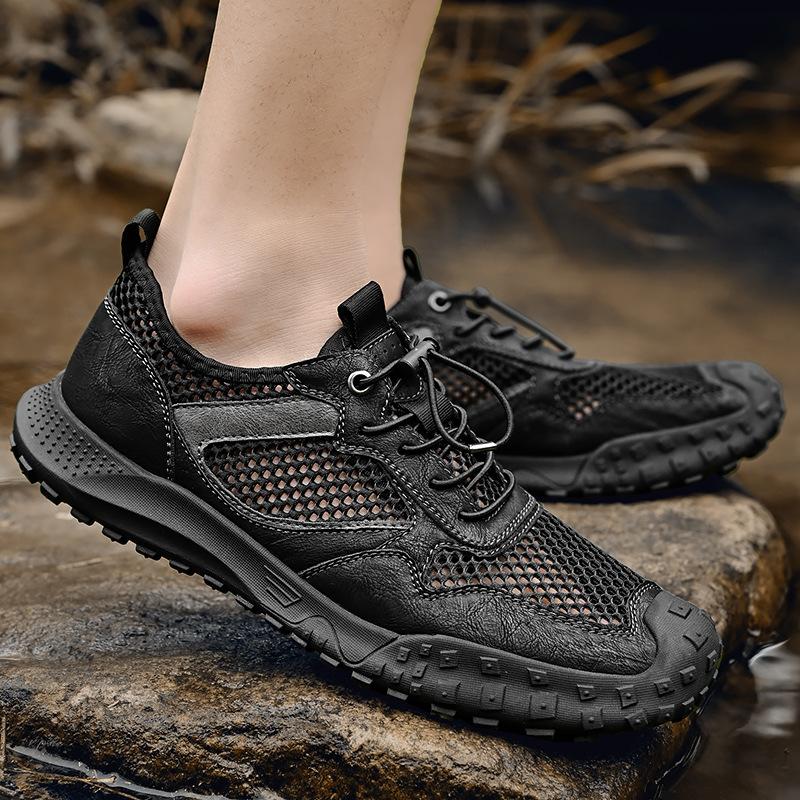 

2025 summer new hollow men s shoes outdoor mountaineering hiking shoes sports and leisure shoes breathable mesh fashion trendy shoes 38
