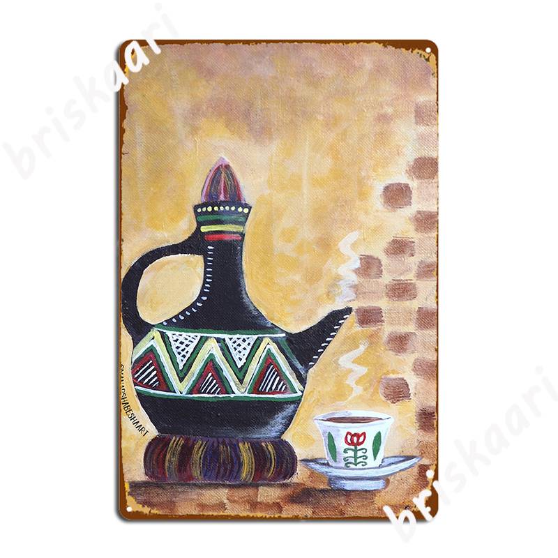 

Habesha Jebena And Finjaan Traditional East African Coffee Painting Poster Metal Plaque Mural Painting Party Printing 20x30cm（7.8x11.8inch）