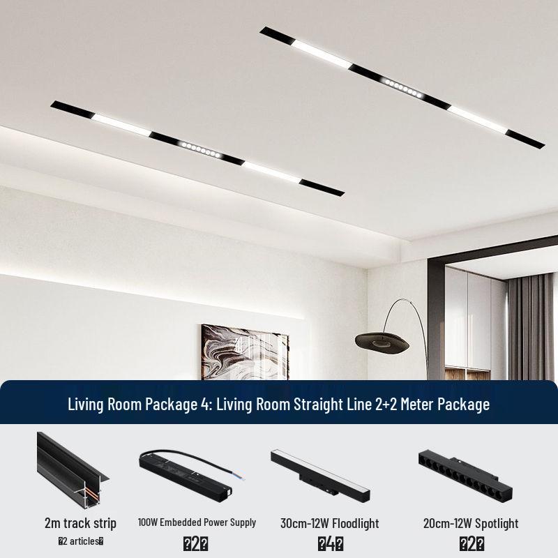 Recessed Magnetic Track Light: Concealed Linear Spotlight for Living Rooms, Bedrooms, Hallways & Household Surfaces