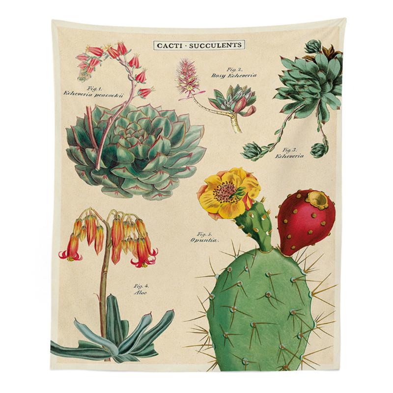 Botanická květinová tapiserie, nástěnná závěsná květina, saguaro, hippie tapiserie, boho tapiserie, nástěnný koberec, psychedelická bytová dekorace