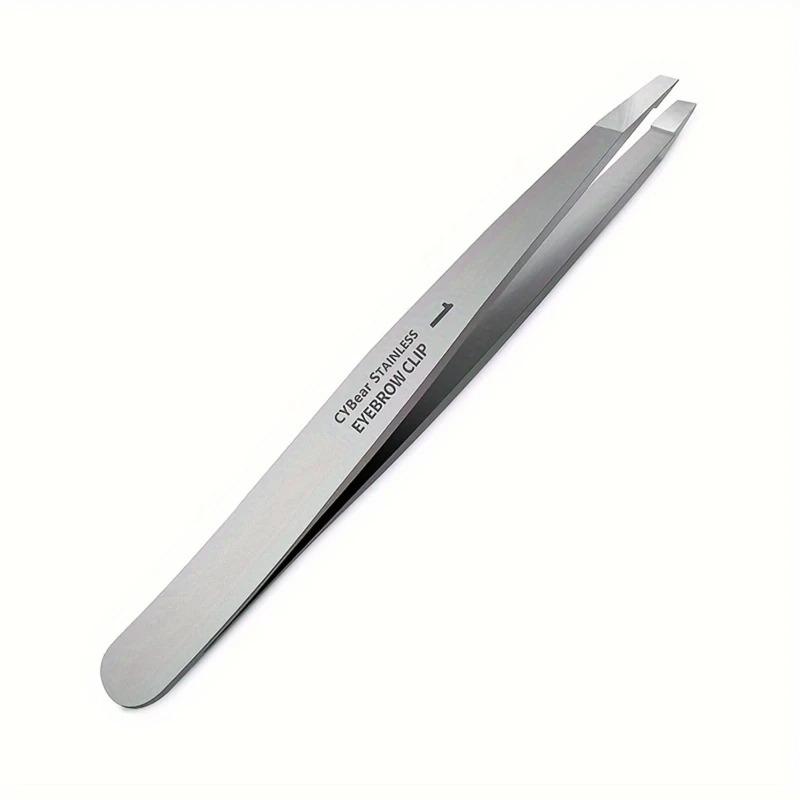 Stainless Steel Tweezers for Precision Hair Removal - Unscented Beard and Mustache Trimming Tool with Zero Gap & 110 ° Angled
