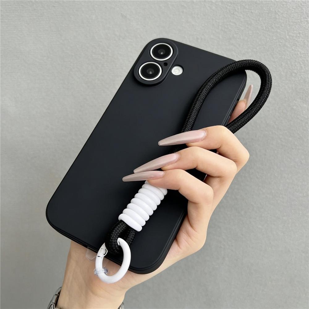 Rope Lanyard Strap Phone Case For Motorola MOTO G14 G24 G34 G54 G84 G35 G85 G56 G86 G96 Solid Color Matte Soft Silicone Cover