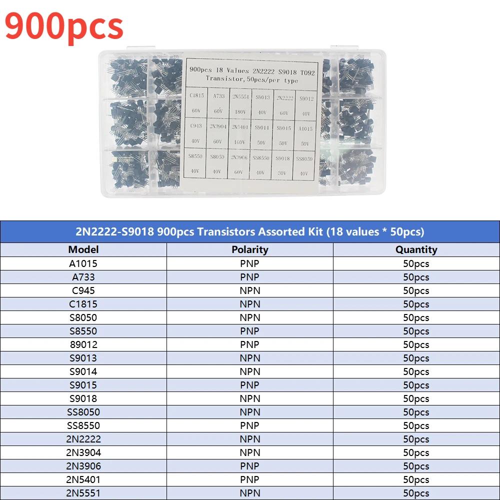 200-900PCS Transistor Assortment Kit TO-92 PNP/NPN BC327 BC337 BC557 S9014 Bipolar Junction Transistor Electronic Components