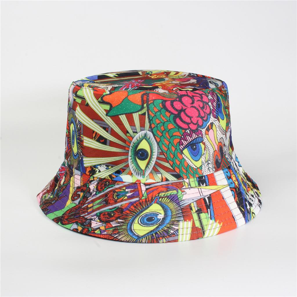 Unisex Bucket Hat with All-Over Mushroom Print Lightweight Breathable Fabric Casual Outdoor Sun Protection Hat for Travel Beach Fishing