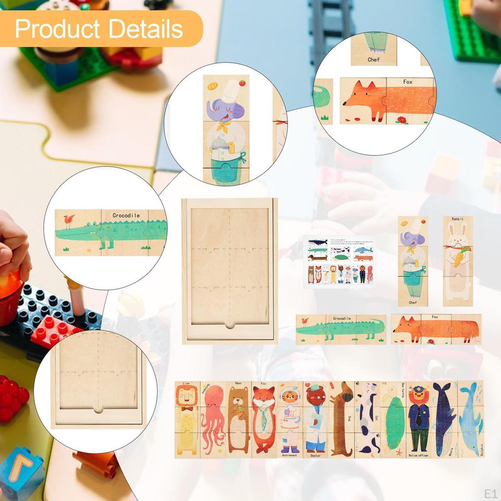 Wooden Puzzles for Kids Puzzle Hand Eye Coordination Sorting Toys Matching Learning Animal