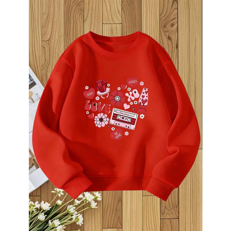 European Size Round Neck Sweatshirt Fashion Print Top Casual Style