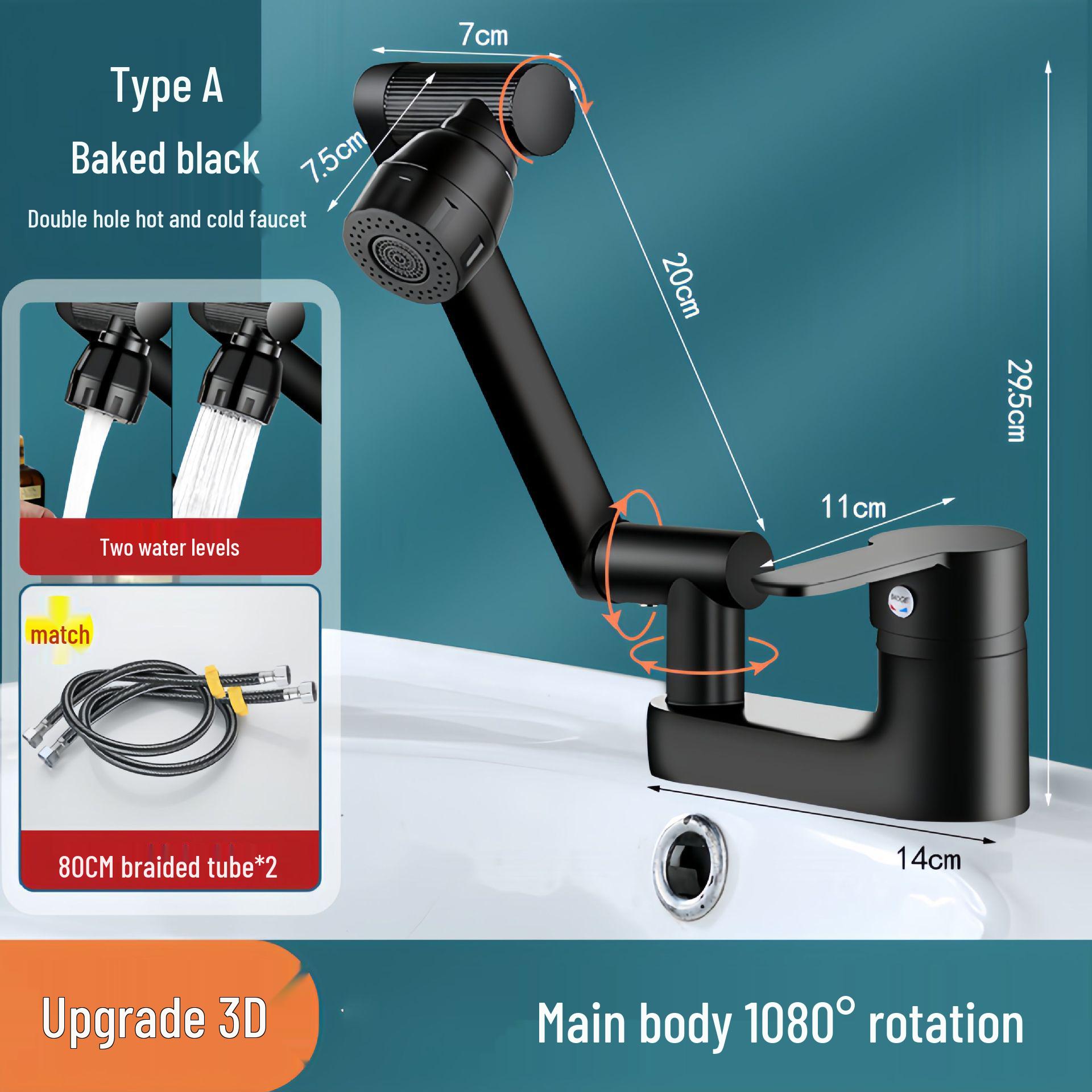 

Вращающийся кран из нержавеющей стали для кухни и умывальника - Переключатель горячей и холодной воды Faucet + 80cm Inlet Hose - Recommended
