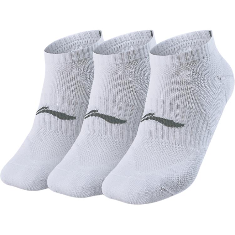 Li Ning Ankle Socks Unisex 3 Pack White YWTU043-1 L