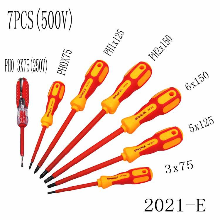 Electrician Insulated Screwdriver Set with Voltage Tester - Phillips & Flathead Tools