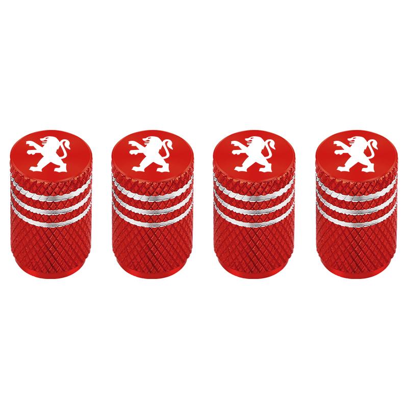 

2026 Hot Car Sticker 4PCS Metal Dustproof Cap Car Wheel Tire Valve Stem Cover For Peugeot 208 3008 107 308 2008 207 508 607 301 красный