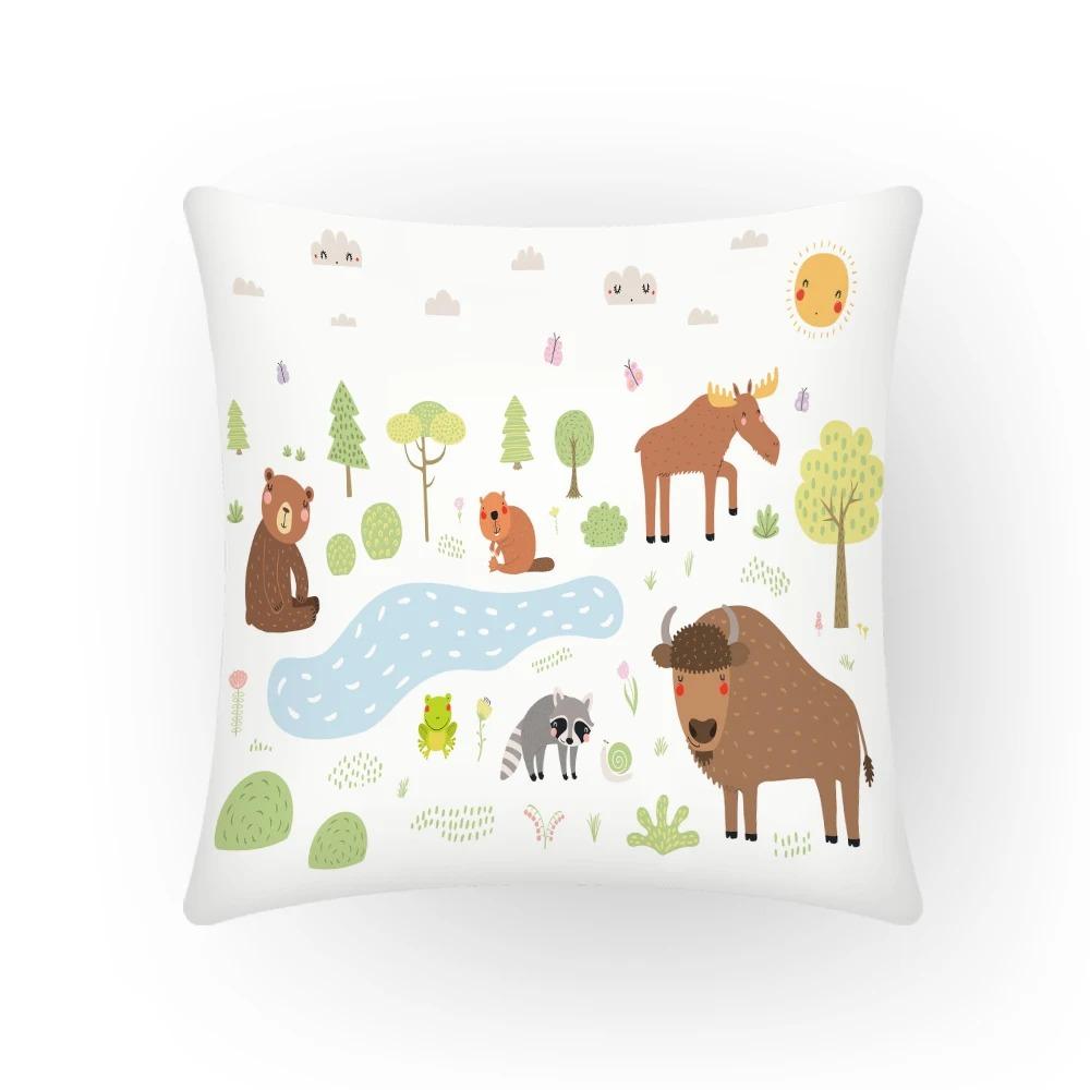 

Роскошный домашний декор, чехол для подушки, офисный диван, чехол для подушки, мультяшный стиль, принт зоопарка и слона 40x40cm