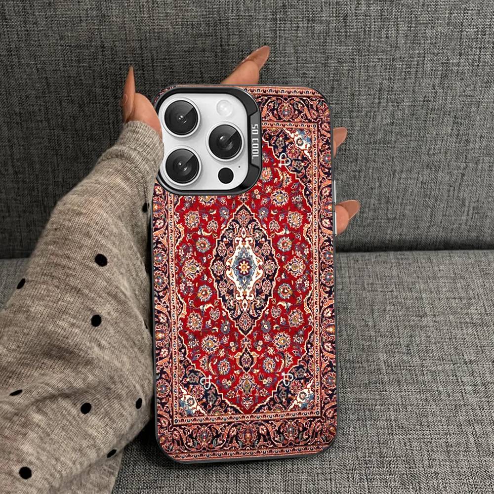 Persian Carpet Floral Pattern Phone Case For IPhone 17 16 15 14 13 12 11 Pro Max Plus Pro Colorful Shell
