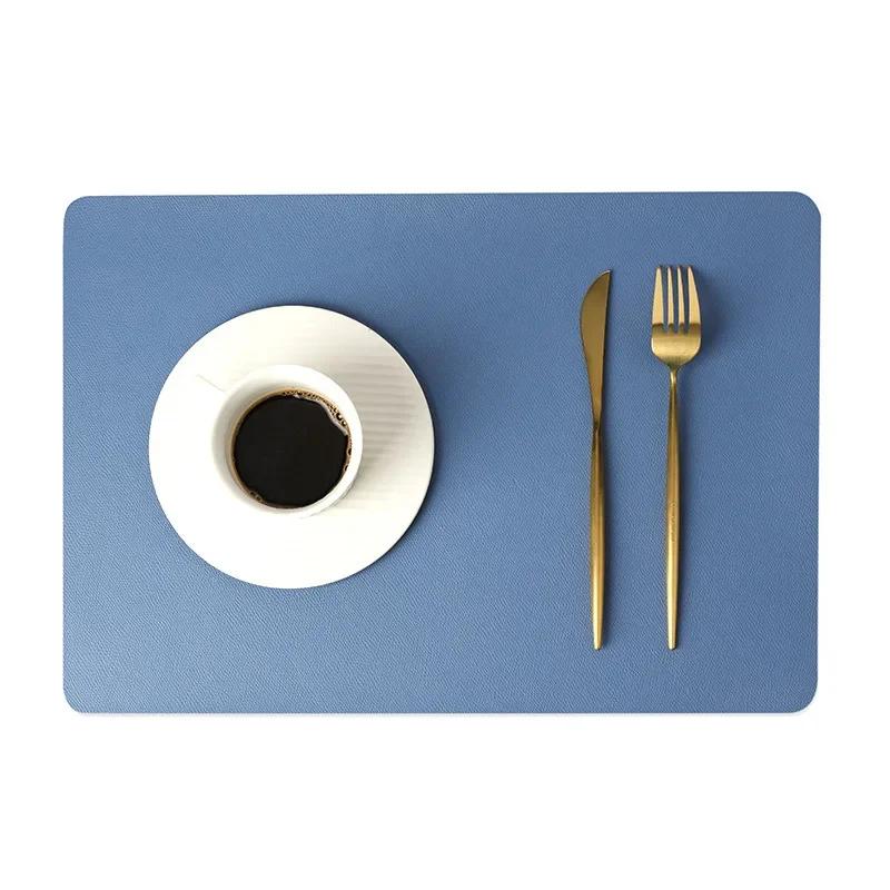 INS Nordic Solid Double Sides Leather Dining Mat Heat Insulation Placemat Home Waterproof Oil Proof Hotel Rectangle Pad