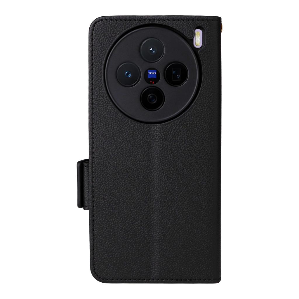 For vivo X200s 5G Leather Case with Wrist Strap Litchi Texture Wallet Phone Cover