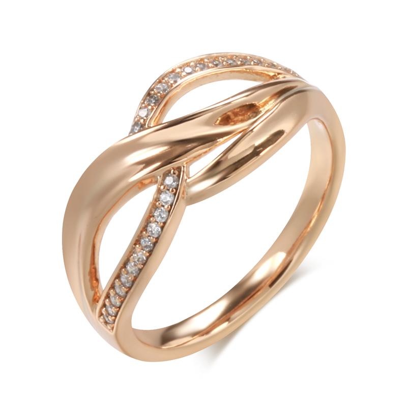 

New Unique Creative Rose Gold Women Rings Micro-Wax Inlay Natural Zircon Geometry Cross Rings Fashion Modern Jewelry 10