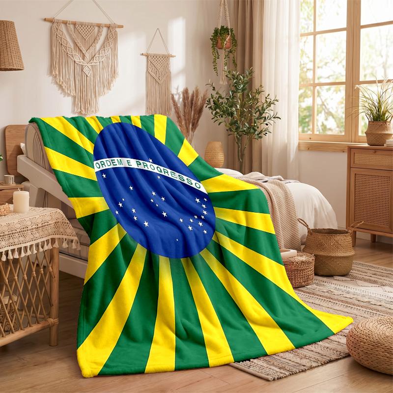 Brazil national football team Print Flannel Blanket Soft Warm Sofa Bed Throw Blanket For Home Office Bedroom