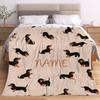 1pc Custom Name Blanket, Custom Name Dachshund Flannel Blanket Soft, Warm and Comfortable, Suitable for Sofa Beds