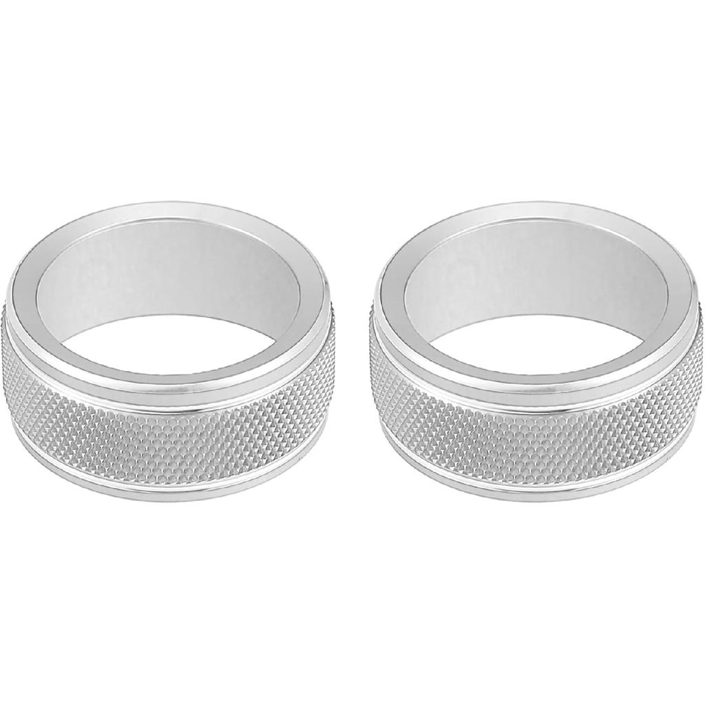 2 Pcs AC Climate Control Knob Ring Compatible for Toyota Camry 2021-2023, Durable Aluminum Alloy Silver Tone Interior Air Conditioning Knob Ring