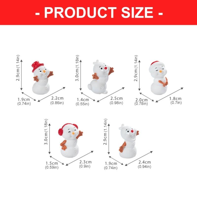 5Pcs Miniature Resin Snowman Figurine Festival Ornament Christmas Tree Decoration For Tabletop Mantels Wreath Display Y5GB
