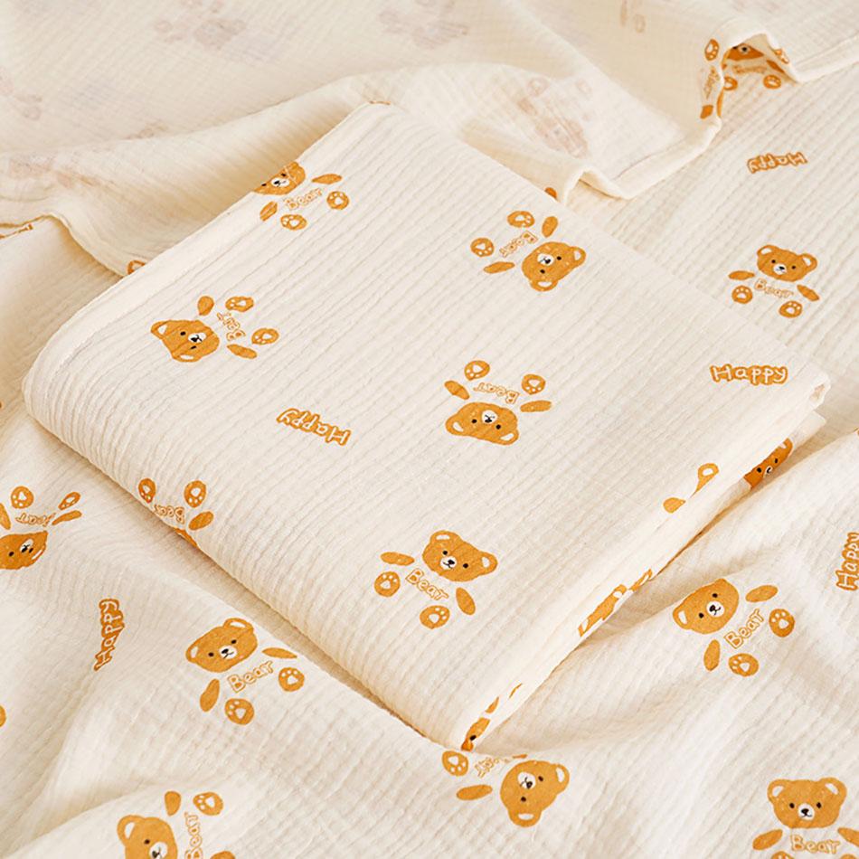 100x100cm Newborn Baby Shower Wrap Toddler Kids Cartoon Bear Double Layer Gauze Bath Towel Soft Quick Drying for Spring Autumn