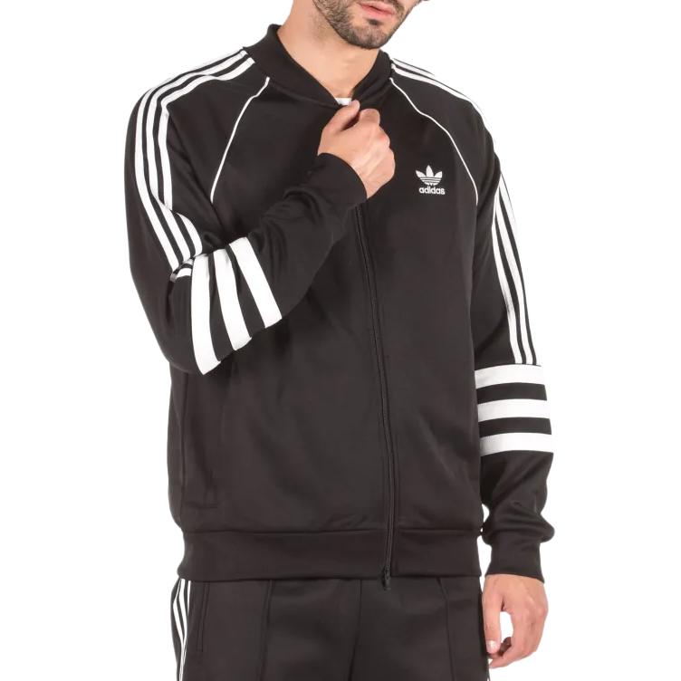 Adidas Originals Auth TT Lifestyle Series Knitted Zip Striped Long Sleeve Jacket Men Jacket Black DJ2856