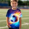 Summer Round Neck Football Pattern 3D Printed Top Fashionable Casual Short Sleeved Children's Boy T-shirts