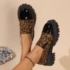 Large Size Spring and Autumn New Leopard Print Loafers Versatile Platform Small Leather Shoes Women
