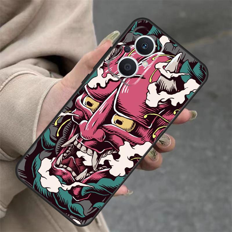 Japanese Hannya Oni Mask Case For OPPO Reno 8T 13F 14F 12F 11F 10 12 13 14 Pro 7 8 Lite OPPO Find X8 X6 X9 Pro Cover
