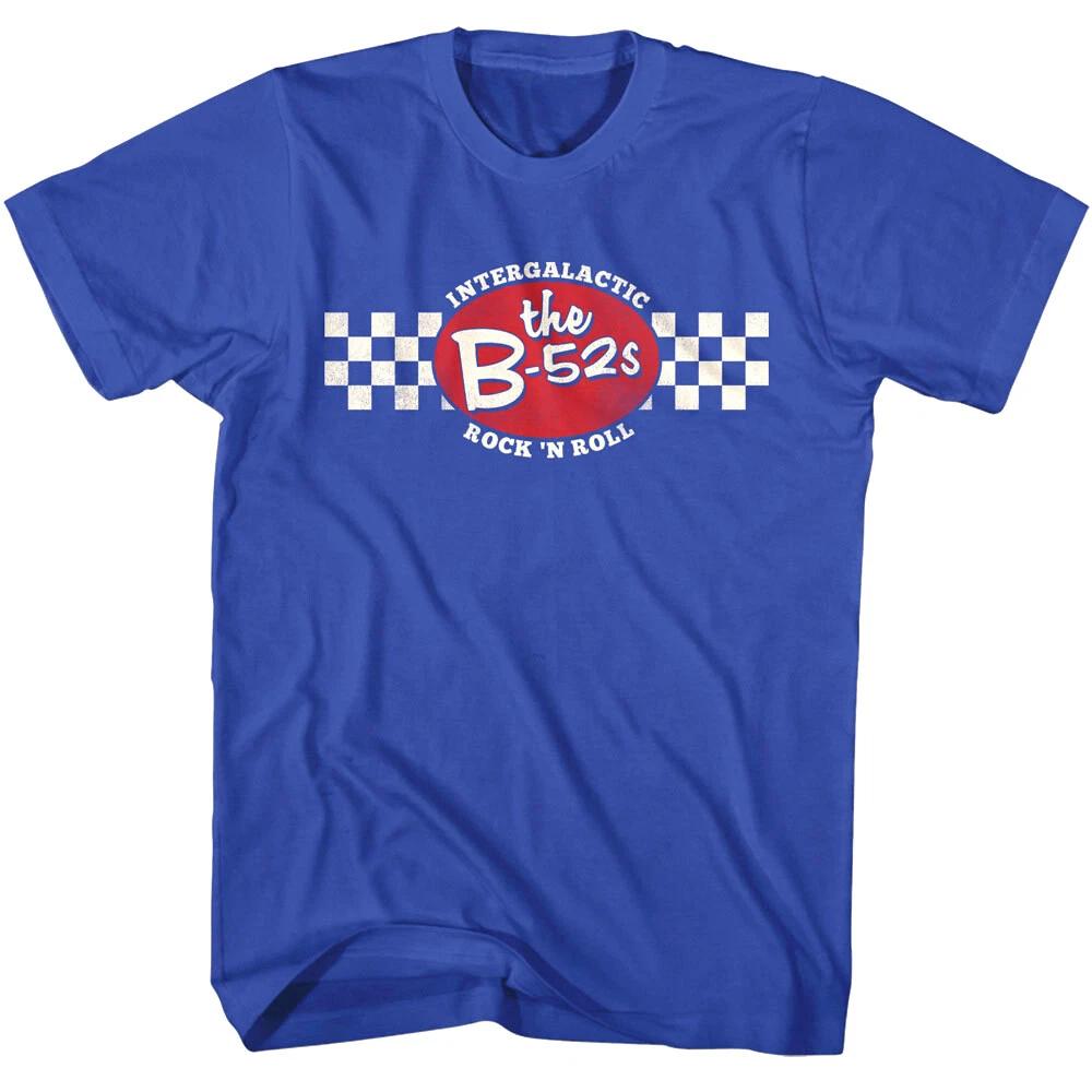 B52s Intergalactic Rock N Roll Men s T Shirt Checkerboard Logo Pop Band Concert XL
