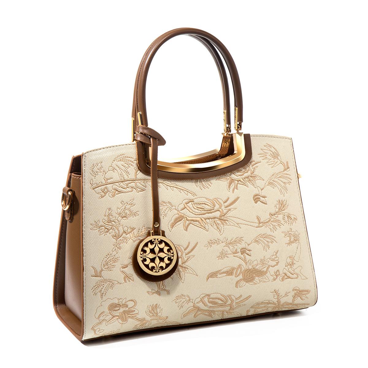 

Mother s Day Gift for Mothers: New Handbag with Large Capacity, Single Shoulder, High-end Feel, Rose Embroidery