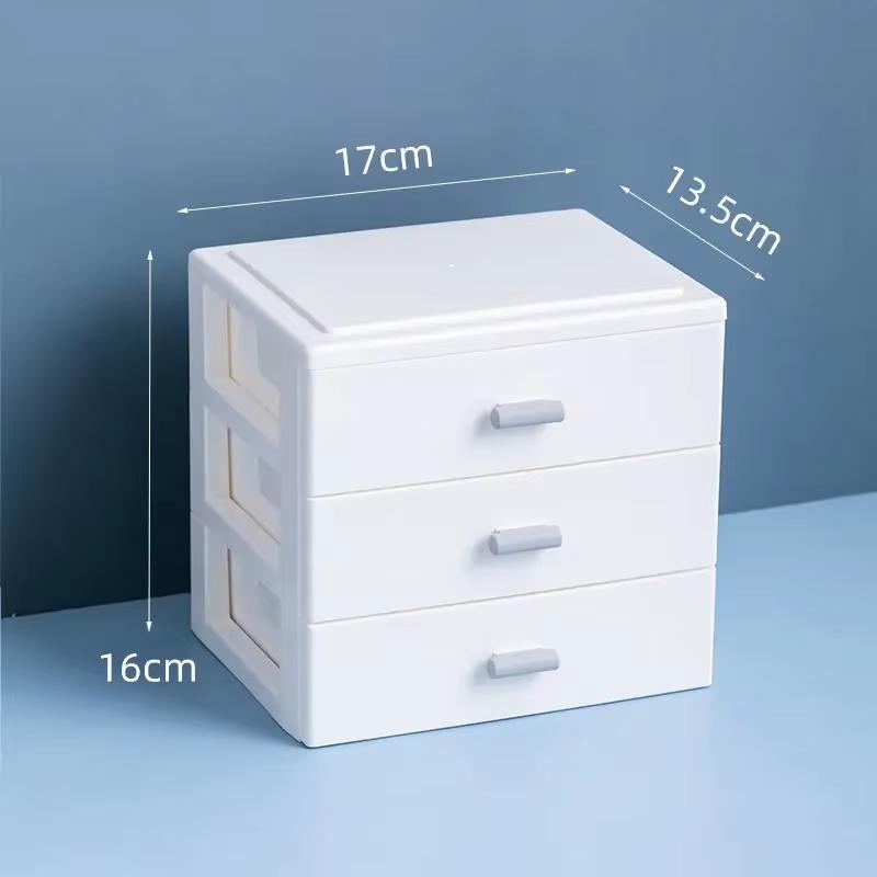 Plastic Desktop Storage Drawer Organizer With Stackable Design And Large Capacity Perfect For Home Office Storing Stationery