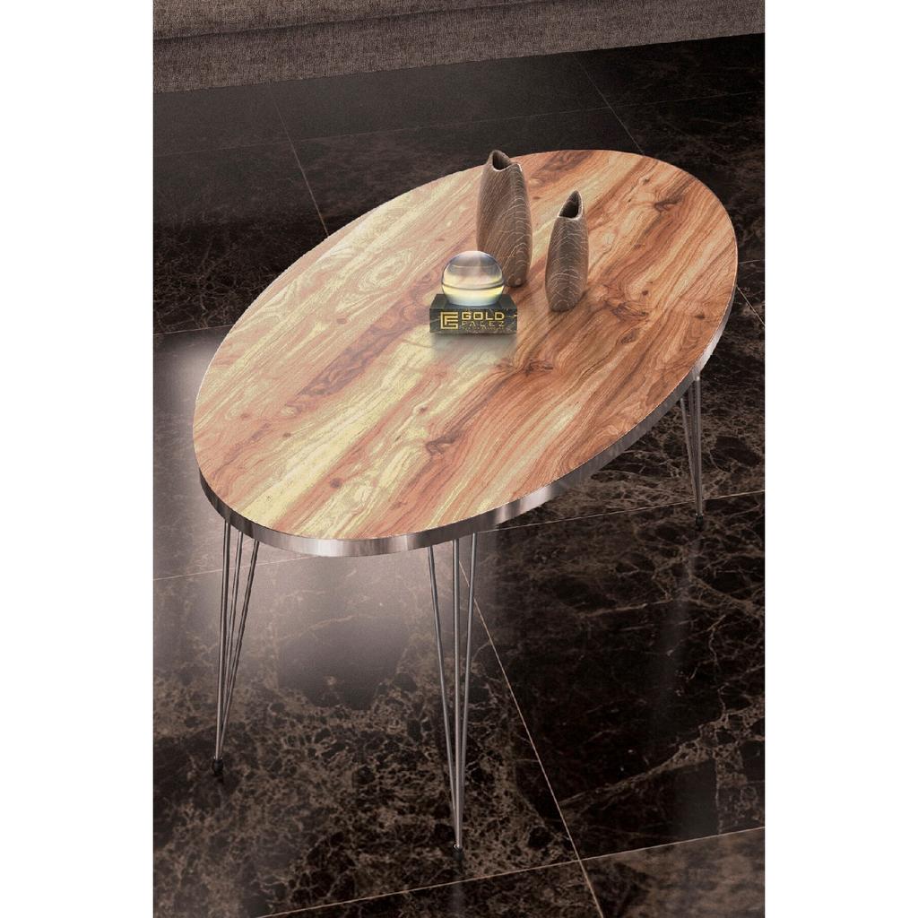 Coffee Table Ellipse Silver White Wire