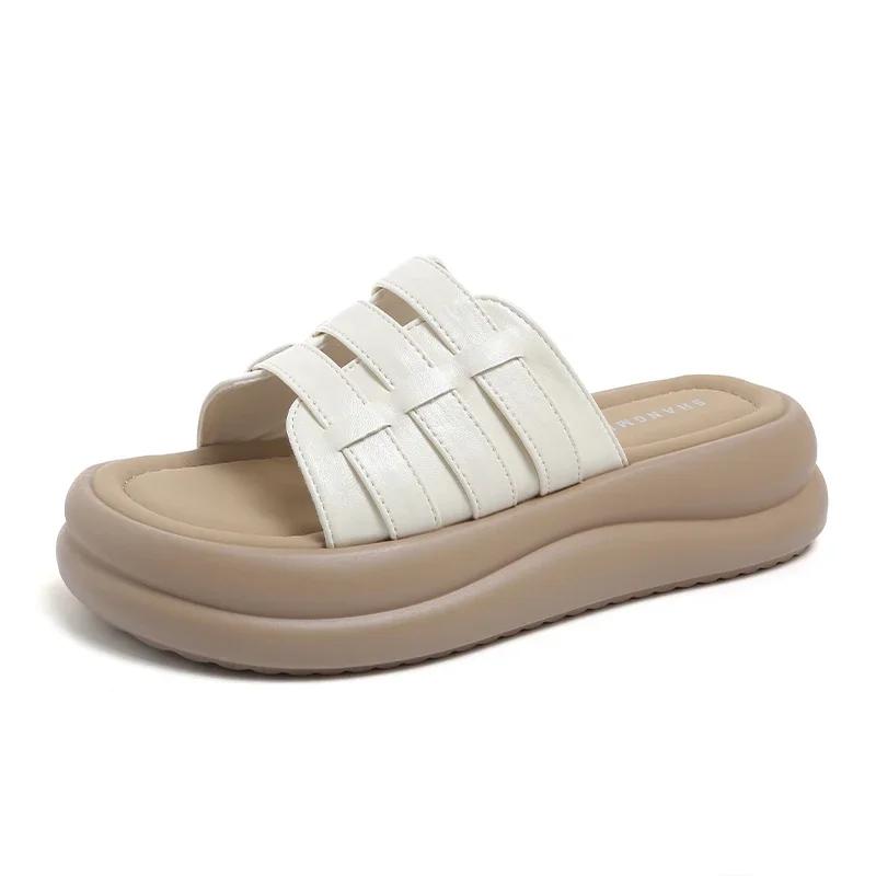 Fashion Ladies Shoes 2025 Fashion Open Toe Women's Slippers Summer Outdoor Casual Platform Sandals Plus Size Comfortable Flat Slippers
