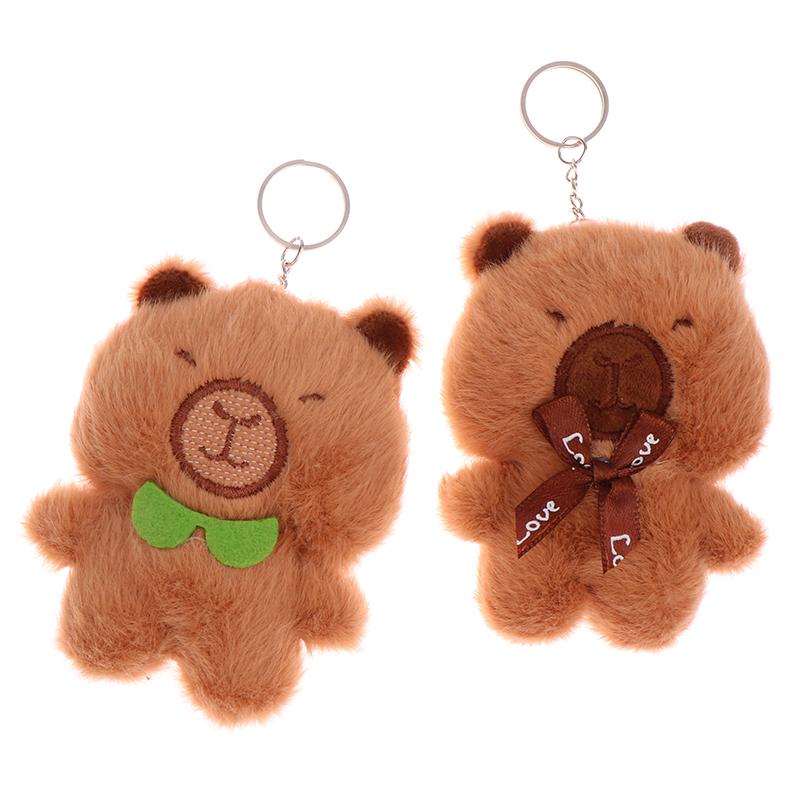 Capibara Plush Keychain Cartoon Capybara Stuffed Doll Pendant Car Key Ring Backpack Bag Decor Kid Gift