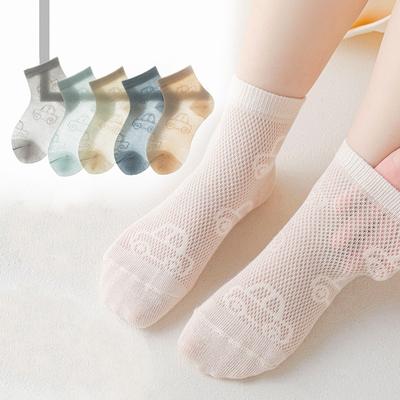 5Pairs/set Kids Boys Mesh Socks Cartoon Car Summer Thin Breathable Socks For Boys Casual Children's Student Sock 2-12Years New