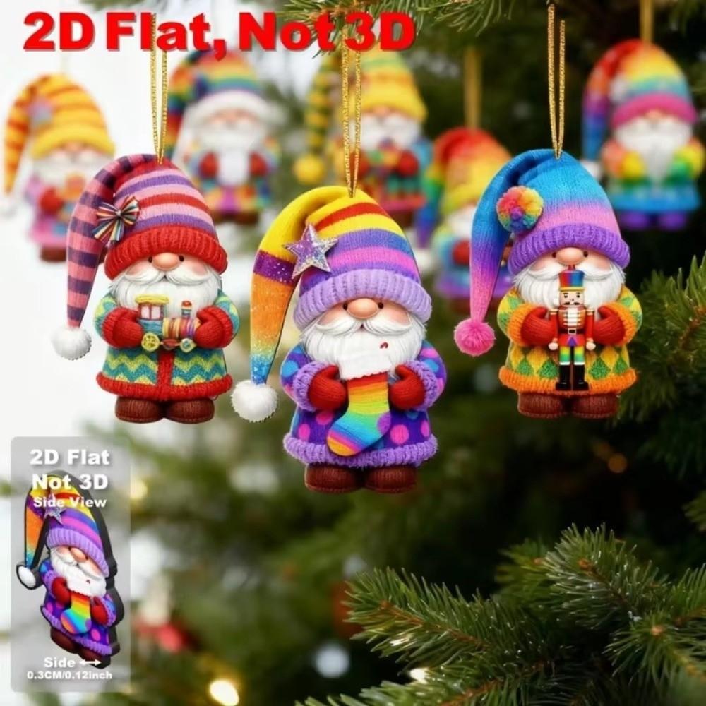 16 Pieces Set 2D Design Xmas Decor Elements Santa Claus Santa Claus Ornaments Christmas Tree
