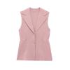 Spring New Women's Clothing British Style Decorated Row Button Ruched Lapel Sleeveless Knitting Vest Jacket 4192023