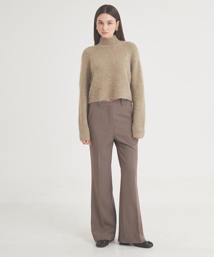 THEFRHT Wool Stripe Flare Pants (Brown)